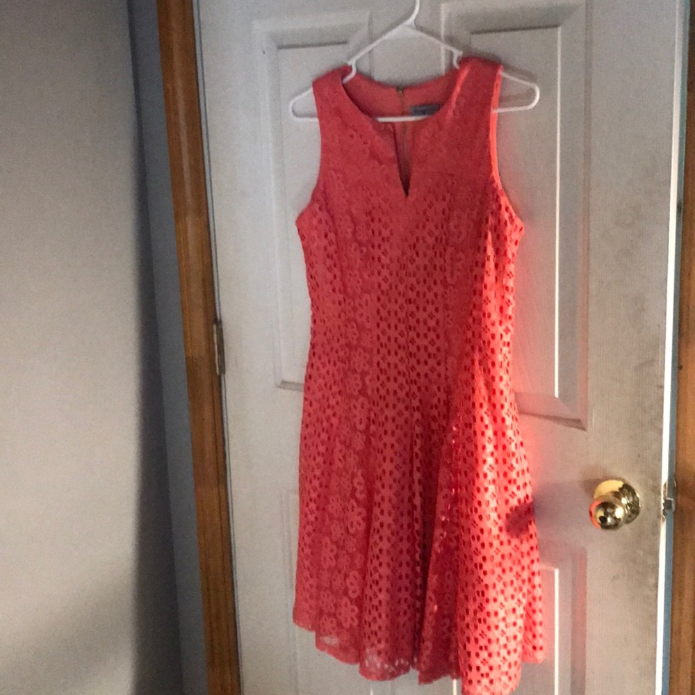 Pink patterned knee length dress